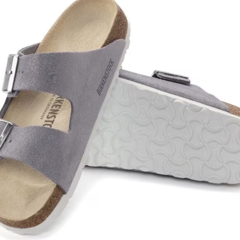 Birkenstock Shimmering Lavender Suede Sandals